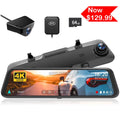 1080P Front C USB Vehicle, Dash Dash Rear 64GB Vision, 12'' and Car & with Free Super Card WOLFBOX Night Port Cam, Rear Cameras 4K GPS, View Mirror