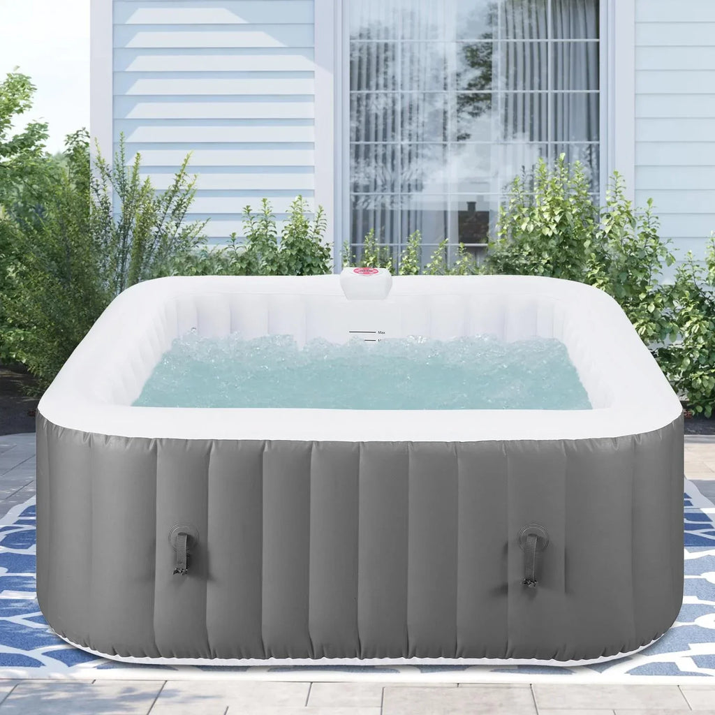 Lockable Capacity Hidden for 130 Machine, 104℉, Storage Tub Home Jets, 910L 73''Inflatable Hot Cover, Mat, Spa 6 Bag, Tub, with Indoor Hot Outdoor Massage Person Max