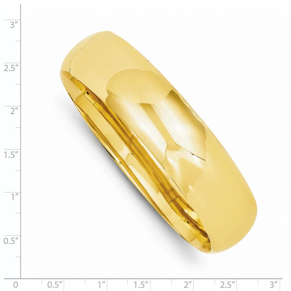 Yellow Polished mm Gold Hinged Bangle 14K GoldHP11-16O Oversize 0.687 High Bracelet Finest