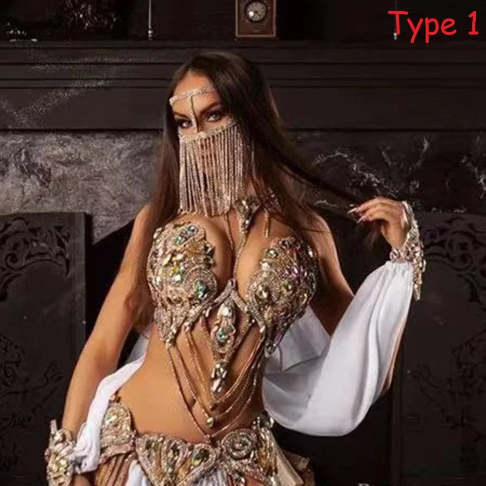 Mask Accessories Rhinestone Crystal Tussle Face Women Jewelry Halloween