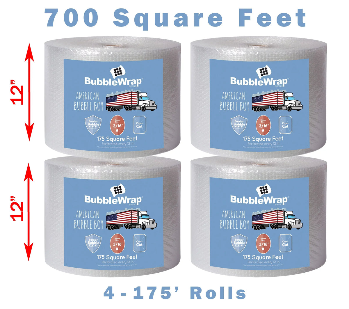 Boy 700 ft x Wrap - Bubble By 12 in American Bubble Cushioning