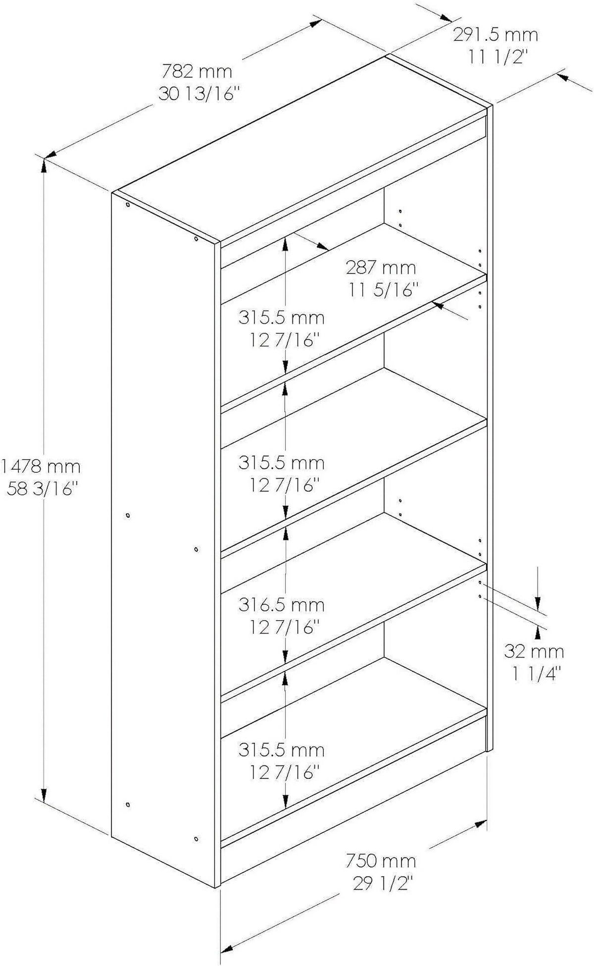 4-Shelf Bookcase-Morgan Cherry, Axess 58-Inch