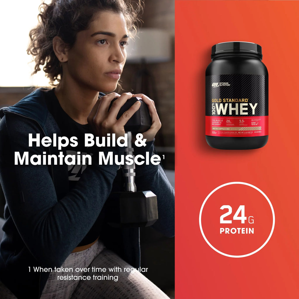 28 Servings Whey Gold 2 Standard Cappuccino, Powder, Optimum lb, Nutrition, 100% Mocha Protein