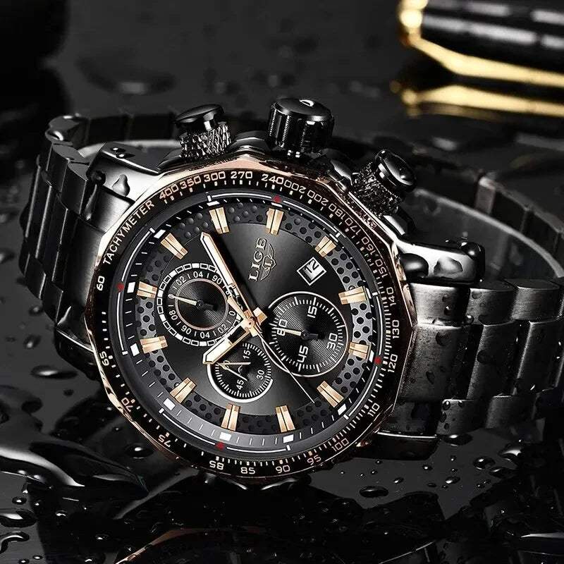 Chronograph Clock Full Mens white Men Homme Montre Top Waterproof New Big Quartz Dial Brand Luxury Watches Sport silver Steel Watch