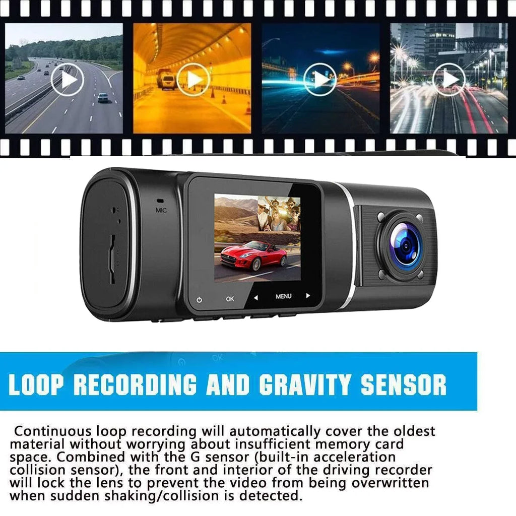 Front 720P with Camera, Screen Uber IR 1080P inch Night 1.5 Cabin LCD Cam Dash FHD Dash Dual Inside Toguard Vision, and