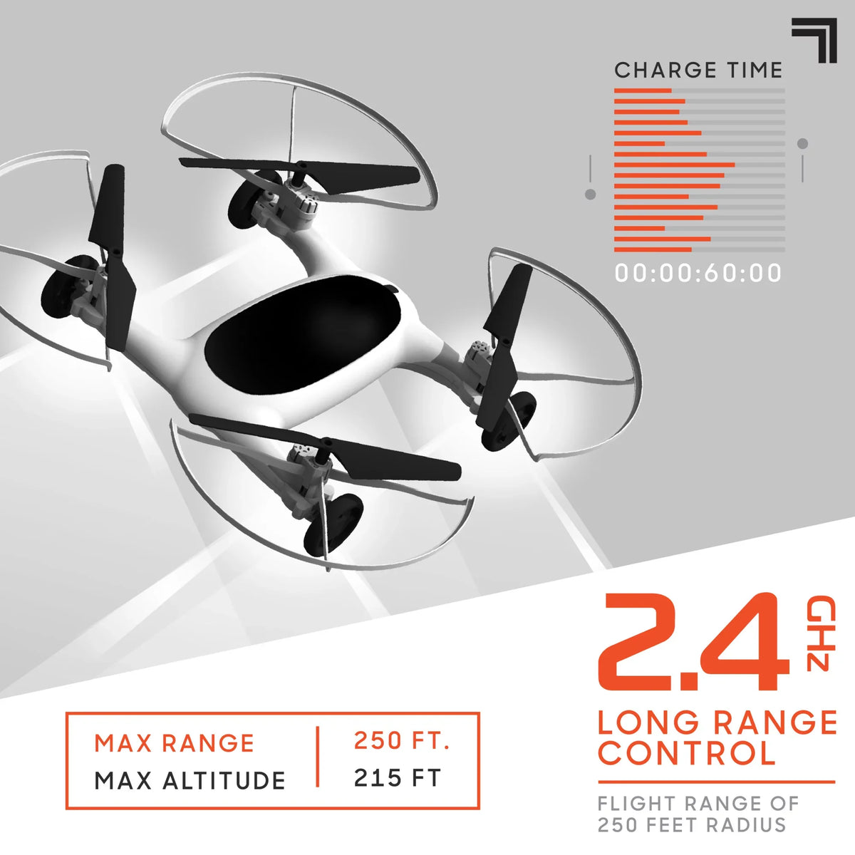 '+ Drive Rechargeable Max RC, Fly SHARPER IMAGE Control 215ft Long and Drone Function 5in 250ft Range Altitude, Dual