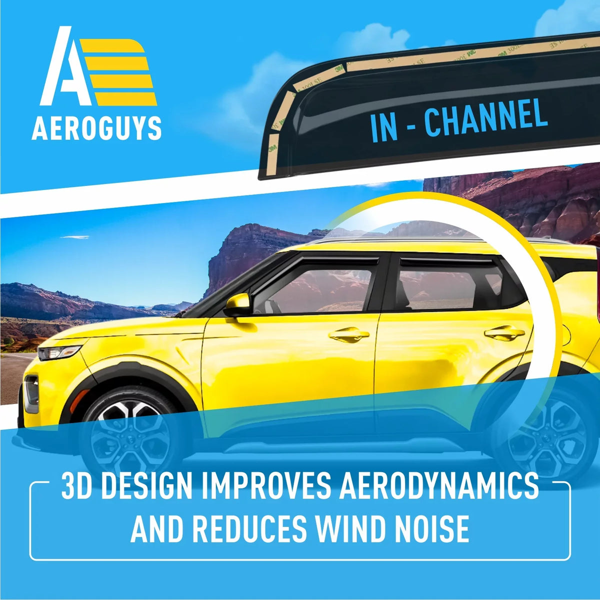 AG0284 Vent Guards Fit for 4pcs. Extra Kia Accessories- Visors, Window Car Sun Visors Window Deflectors 2020-2024, AEROGUYS Rain Durable Soul Wind Visors, in-Channel