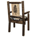 Collection Chair, with Woodland Laser Tree Upholstery Lacquer Design, Pine Homestead Stain Engraved Finish Captains &