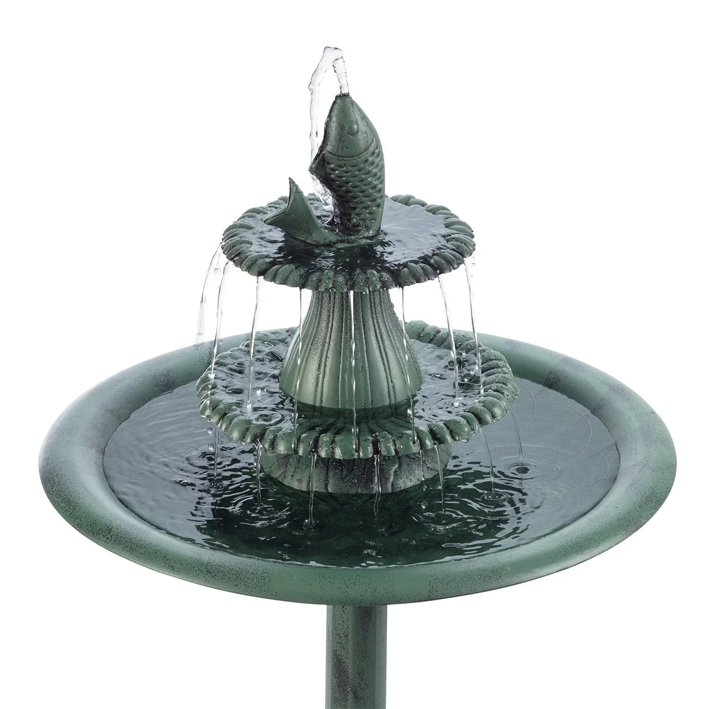 Plastic Bath, Pedestal Fountain Bird Alpine Corporation Green 3-Tier