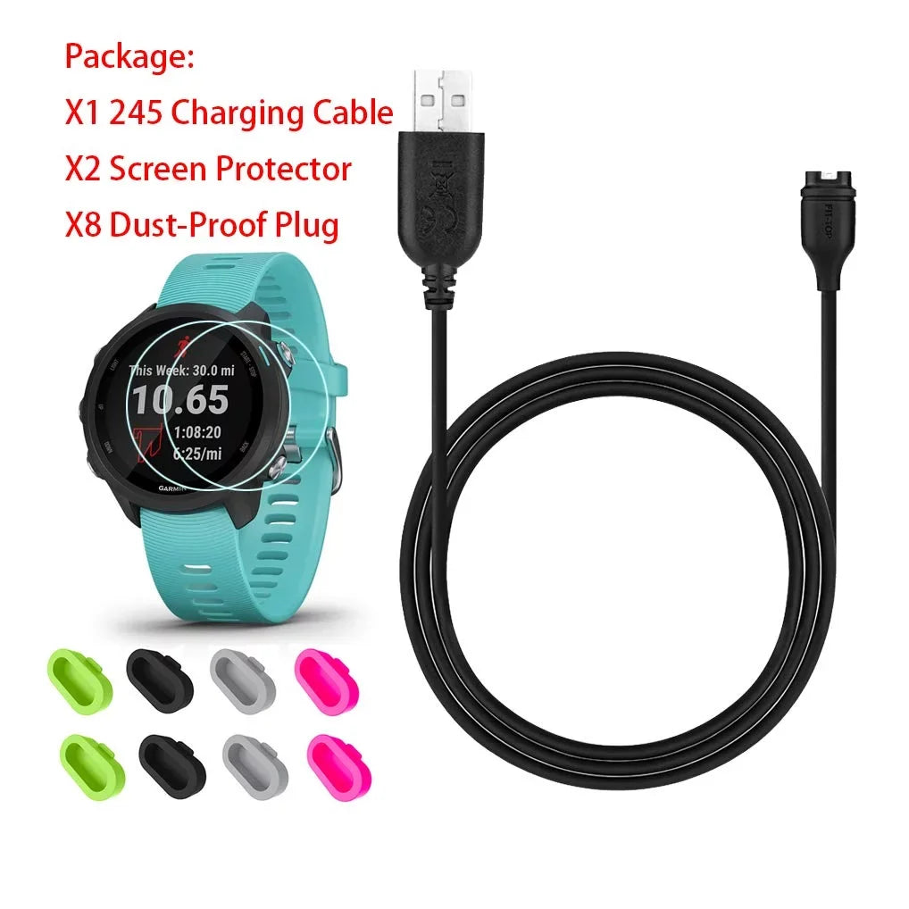 Sync S60 Charger, Clip and Forerunner HD Cable 245/Approach Screen Garmin Glass Tempered Charging for 2Pcs Data