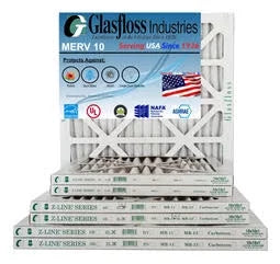 Glasfloss 13x20x1 19.5x7/8 - in - inch) Furnace 12.5 Made MERV 10 (Actual Size: Air Filter - x -Qty:12 USA