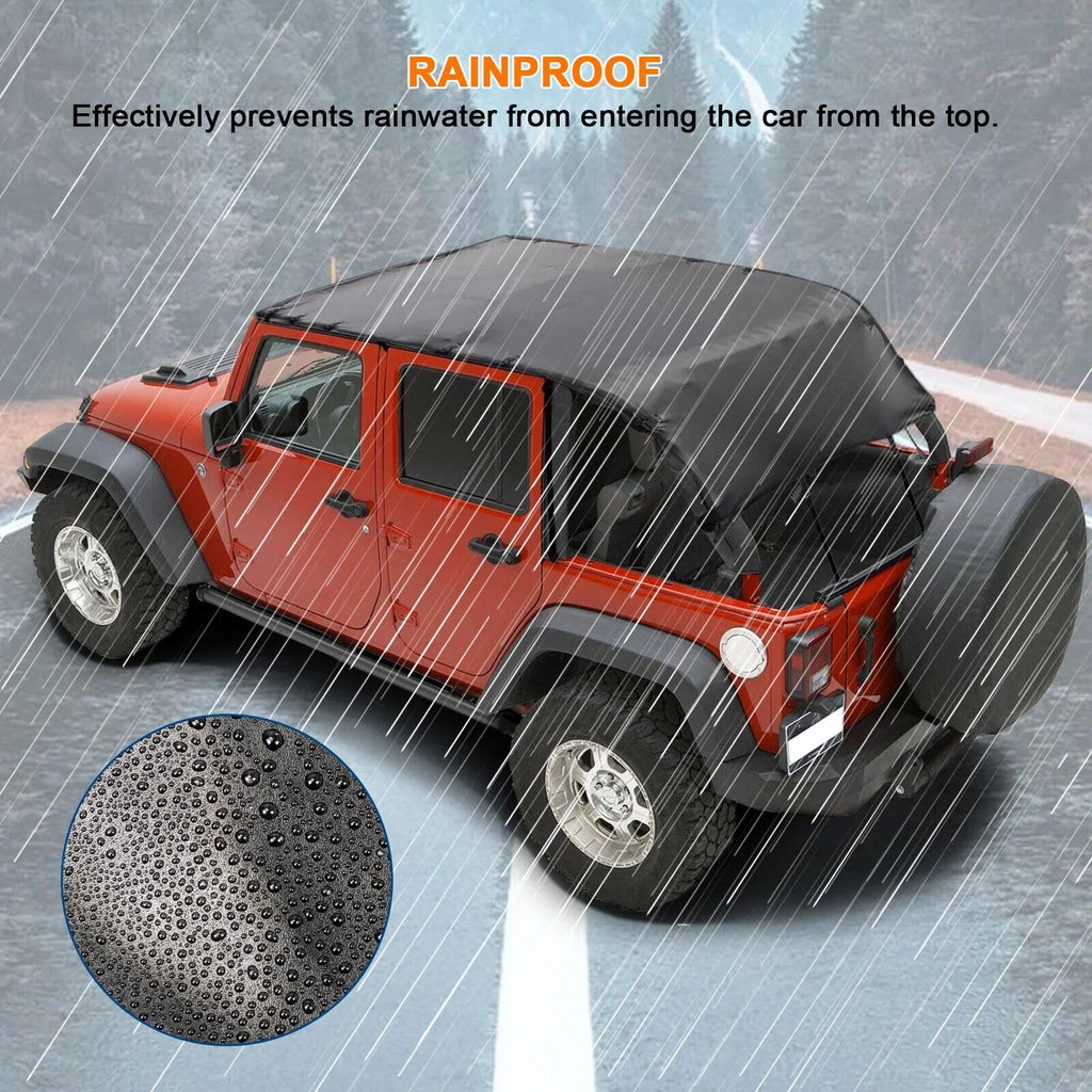 Soft Top Wrangler Top Roof 2-Door PU 2007-2017 JK Black Leather Top Extended Cover Anti-UV Jeep Bikini for