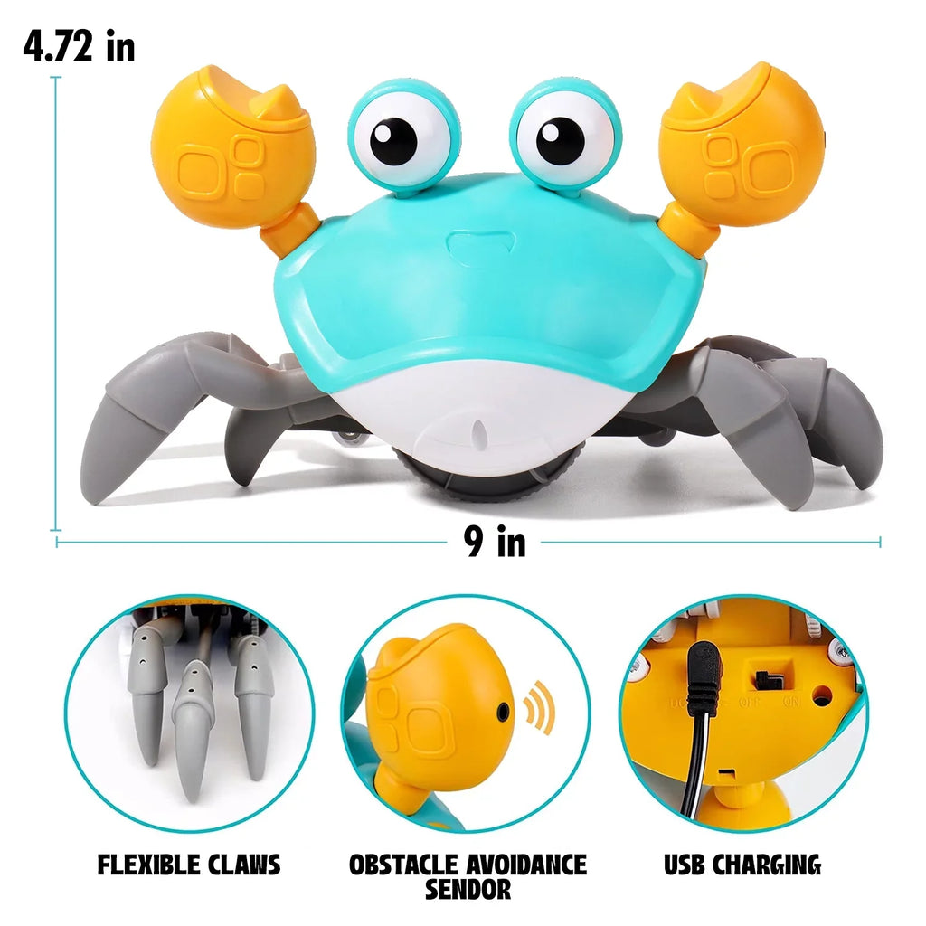 And Entertaining Kids Years And Crawl Crawling Little Cognitive Favorite And 6-12 Learning Tummy Kids - Light 0-6 Months Music Myron Gift Toddlers With Time, Development Crab Sensory For