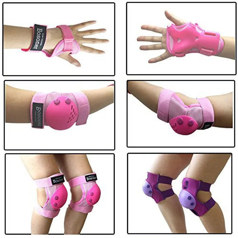 Pads Child Skateboard, Small Guards for Skating, Cycling, years) Scooter Knee Inline for Wrist Sports Gear Set Bike, Pads BMX BOSONER Roller Set Riding Protective Purple (3-7 Skates, Kids/Youth Years, Elbow