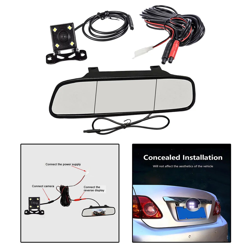 5 Car Rearview Monitor with Camera Inch Auto Display Reversing Mirror Video