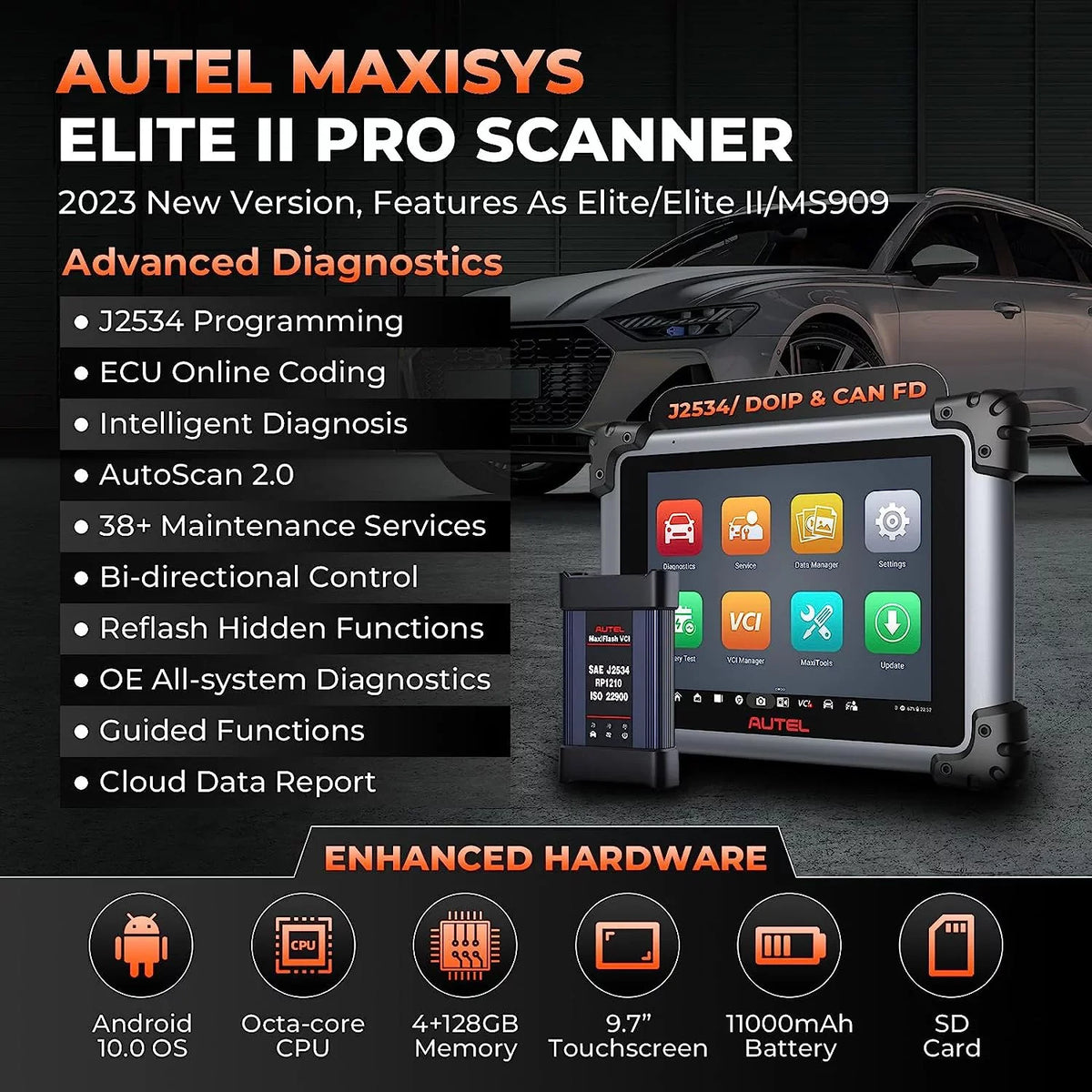 Years Ver. MS919/ Intelligent Programming J2534 2 Autel Diagnostic MS909/ Services ECU Diagnostic Elite Elite & Free II Pro 2.0, 2 New 38+ Scan Coding, Tool MaxiSys of Car