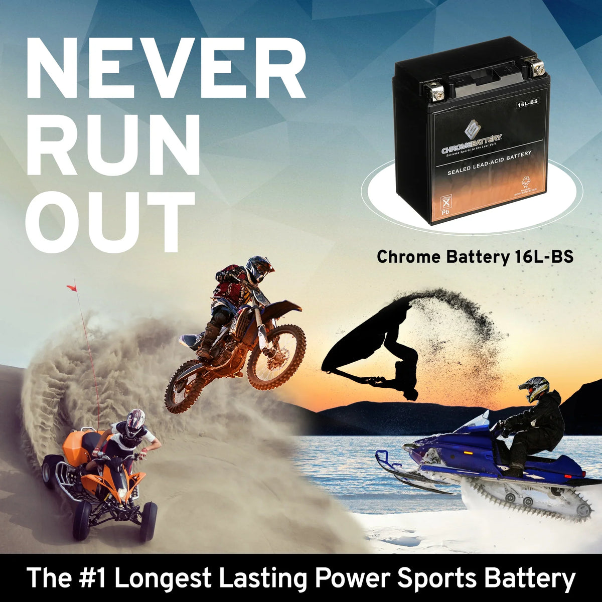 Wave Chrome 12 YTX16L-BS Ah, Battery Battery 1991 Runner CCA) Jet Volt,14 Ski (16L-BS Yamaha for 230