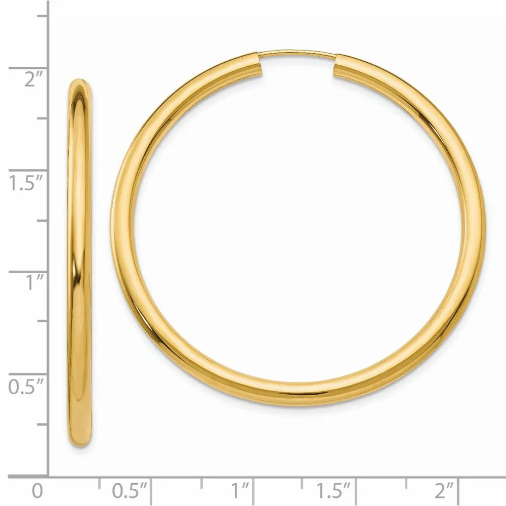 for Women Polished Adults Yellow and Earrings; Tube Gold Teens; and 14kt Hoop Endless Real for Men