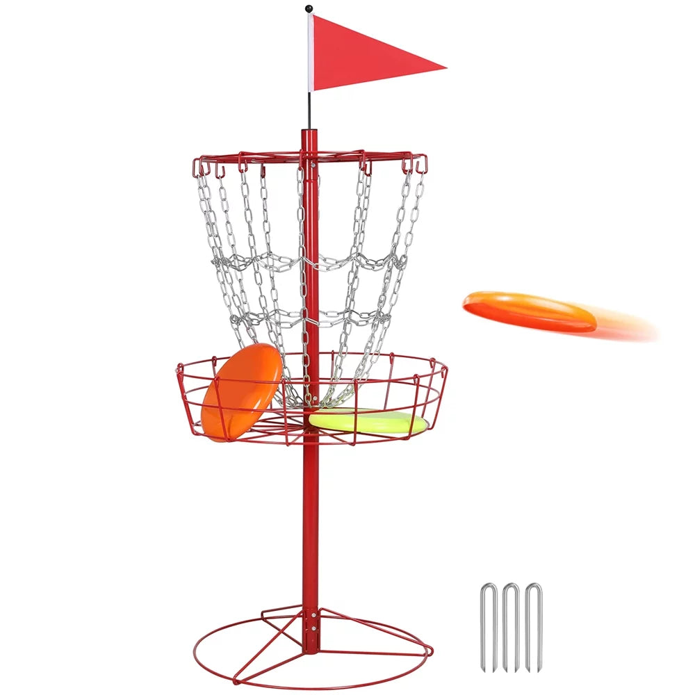 12-Chain Disc Metal Easyfashion Baske, Golf Red