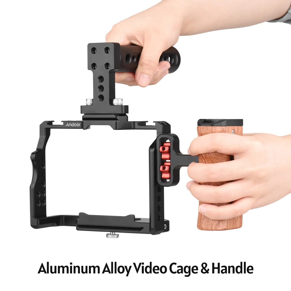 A7R A7S Alloy Inch Numerous Sony + Cage Dual Andoer III/ II A7III/ with Wooden Mounts Handle II/ Aluminum Grip Kit Replacement 14 + Shoe A7II/ A7IV/ Threads Cold Side for A7R Video