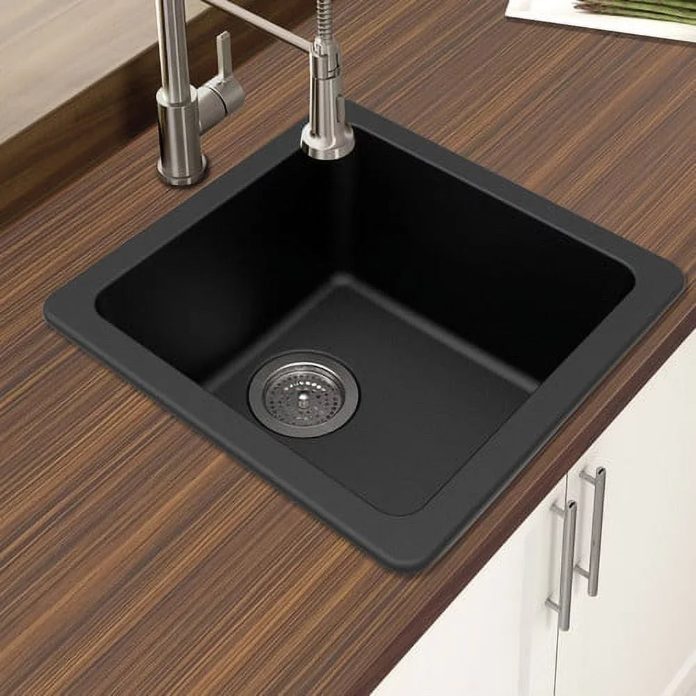 Quartz Dual W Kitchen Granite Winpro Mount x 16.64'' 16.64'' L Single Sink Bowl