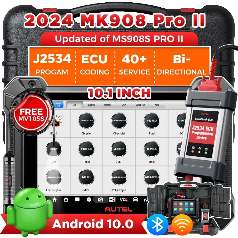 II 2.0 Autel ECU Programming Diagnostic Pro 38+ Pass-Thru, Coding Car Bi-directional, MK908 Scan Services,J2534 Tool J2534 MaxiCOM AutoScan