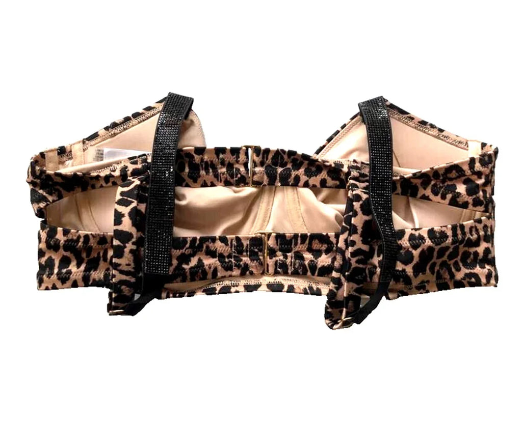 38D Strap Swim Top Size Animal Print Secret Bikini NWT Wicked Shine Victoria’s