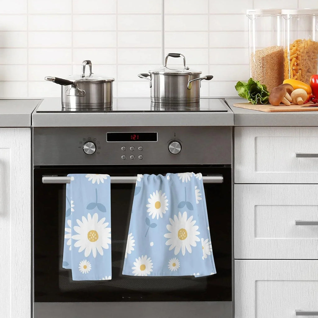Wellsay Towel- Washcloths, Cotton Highly Hand Flower Pack Daisy Quick-Dry 2 Absorbent Set of Bath Blue Towel Face