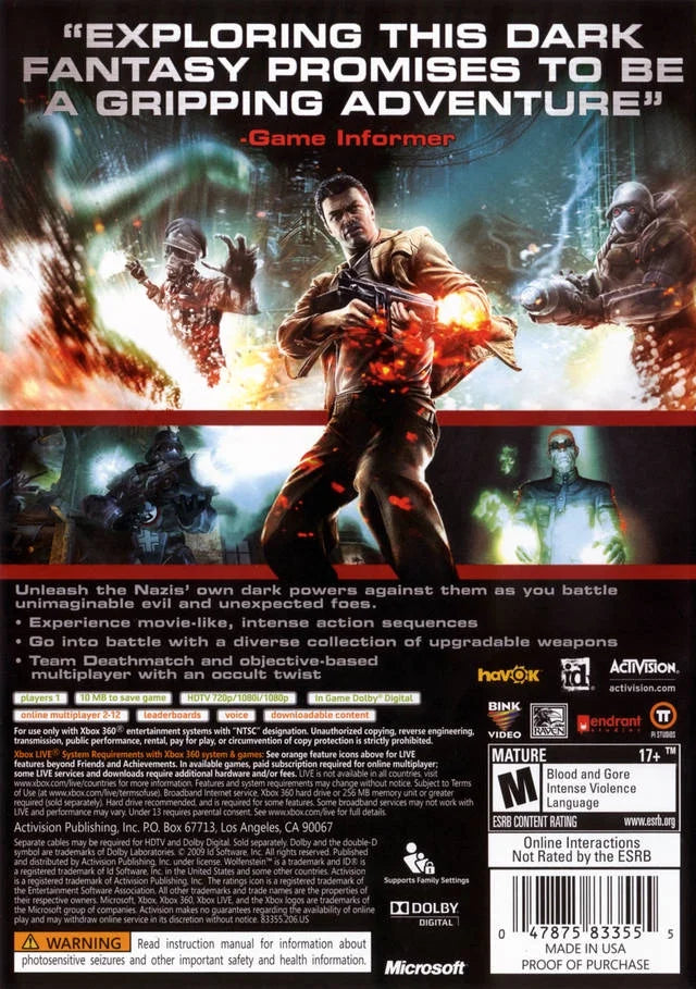 360) (Xbox Wolfenstein Activision