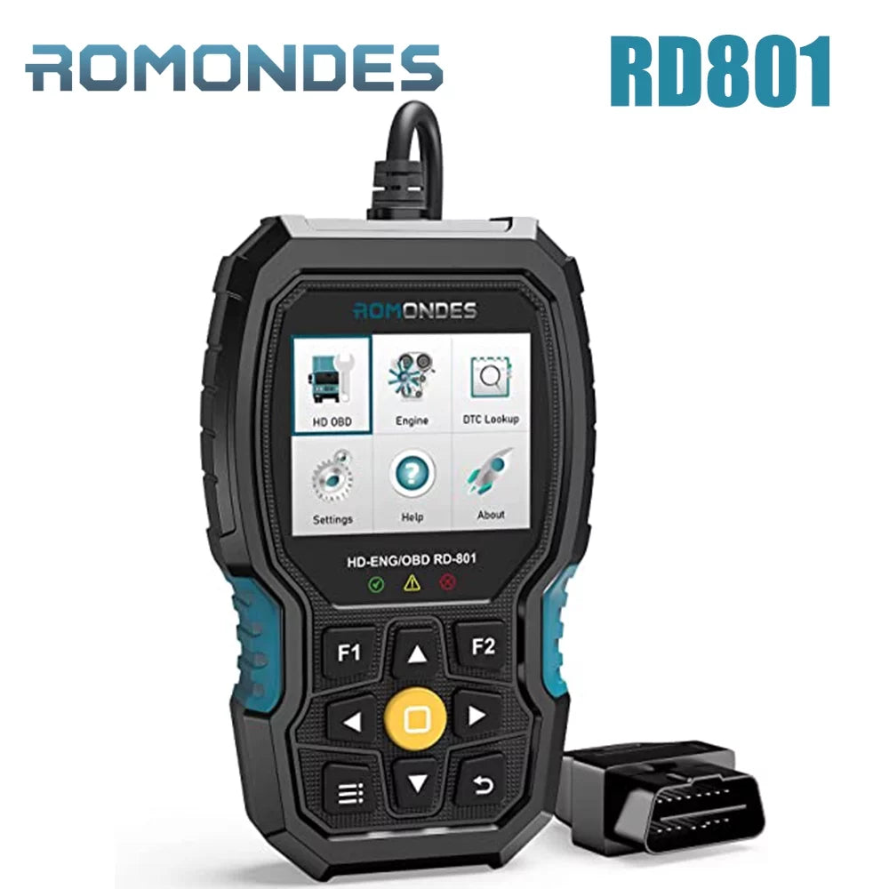Code Scan Duty DAF Car Scanner Cummins, Tool Scanner Hino, Truck for Diagnostic Man, Engine & Heavy in EOBD , Tool Fuso, Truck Auto 1 2 Romondes Diesel UD OBD2 RD801 Scania, HD Reader Check OBD OBD