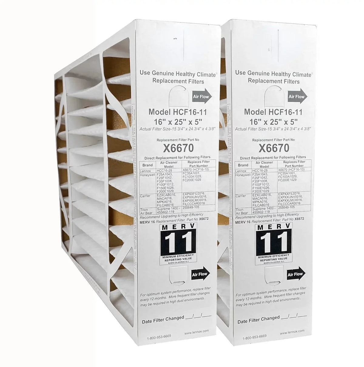 Healthy 25" 11 (2-Pack) x 5" X6670 HCF16-11 - Air Climate 16" MERV OEM Filter, x