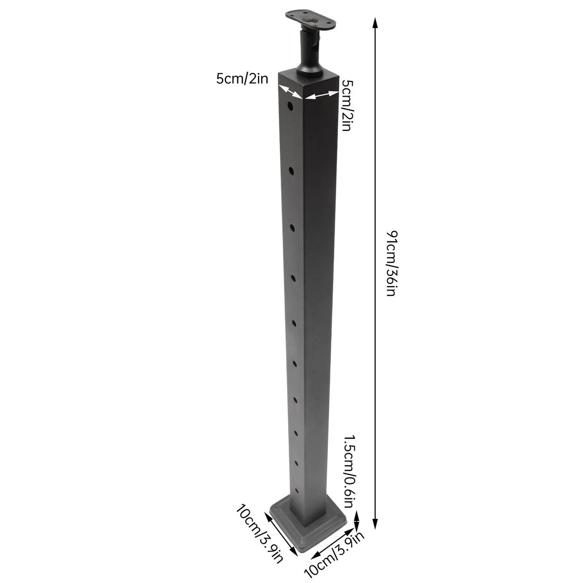 Concrete Level Deck Level Square Post Wood Cable Cable Railing Stainless Two System Railing Steel Fence Sides 36''x2''x2'' Post Pre-Drilled for