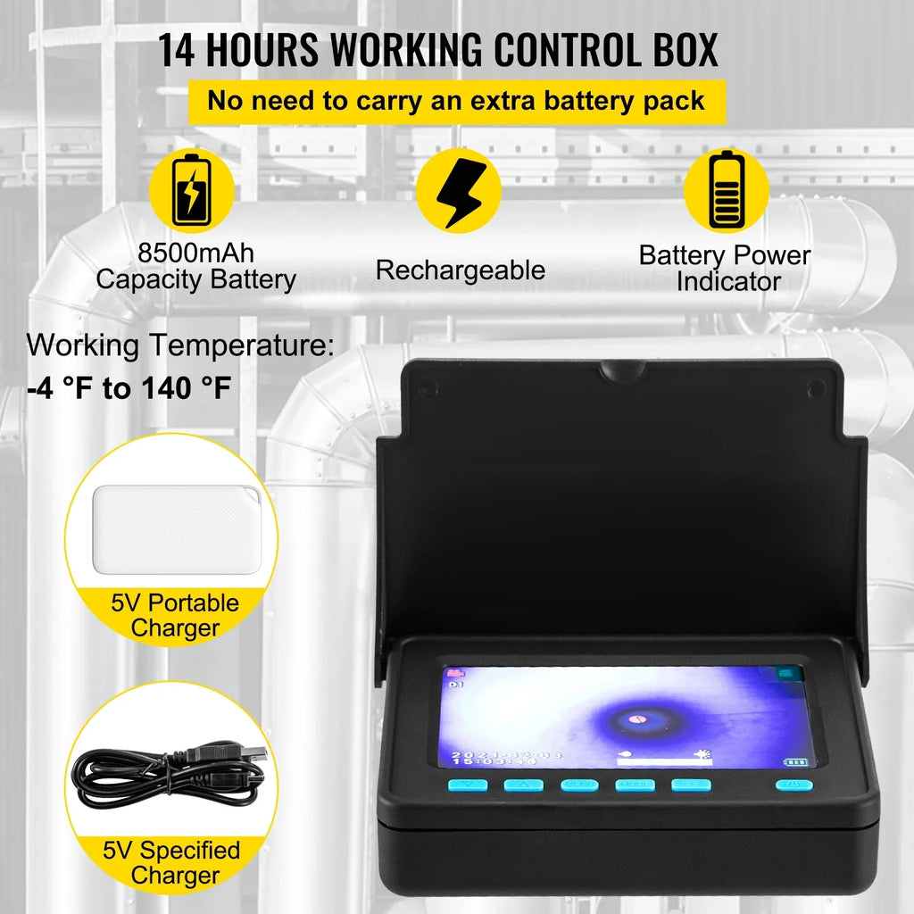 Camera LEDs with Camera Duct 8500MAH Pipeline in. 32.8FT Function Battery, SKYSHALO IP68 Waterproof TFT Lithium DVR Camera Inspection Cable Sewer Camera 4.3 Monitor 10M 6PCS Inspection LCD Screen Pipe