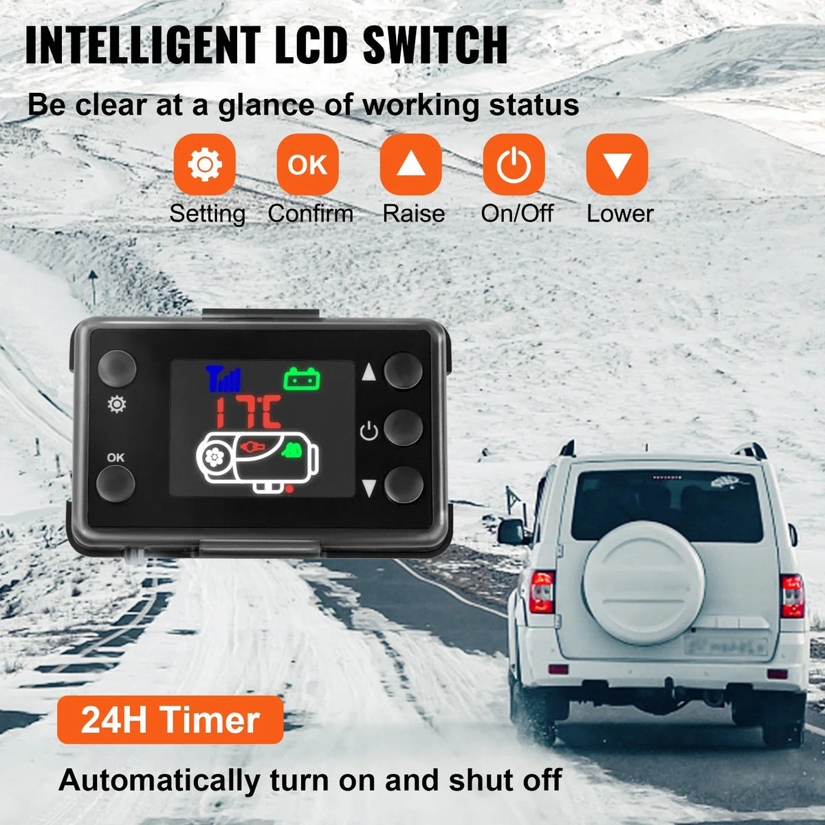 Heater with 12V Diesel Mufflers Heater Parking and LCD Boats RV Trailer Diesel Heater Motorhome Diesel 5KW 5KW Thermostat for Bus Air VEVOR Double