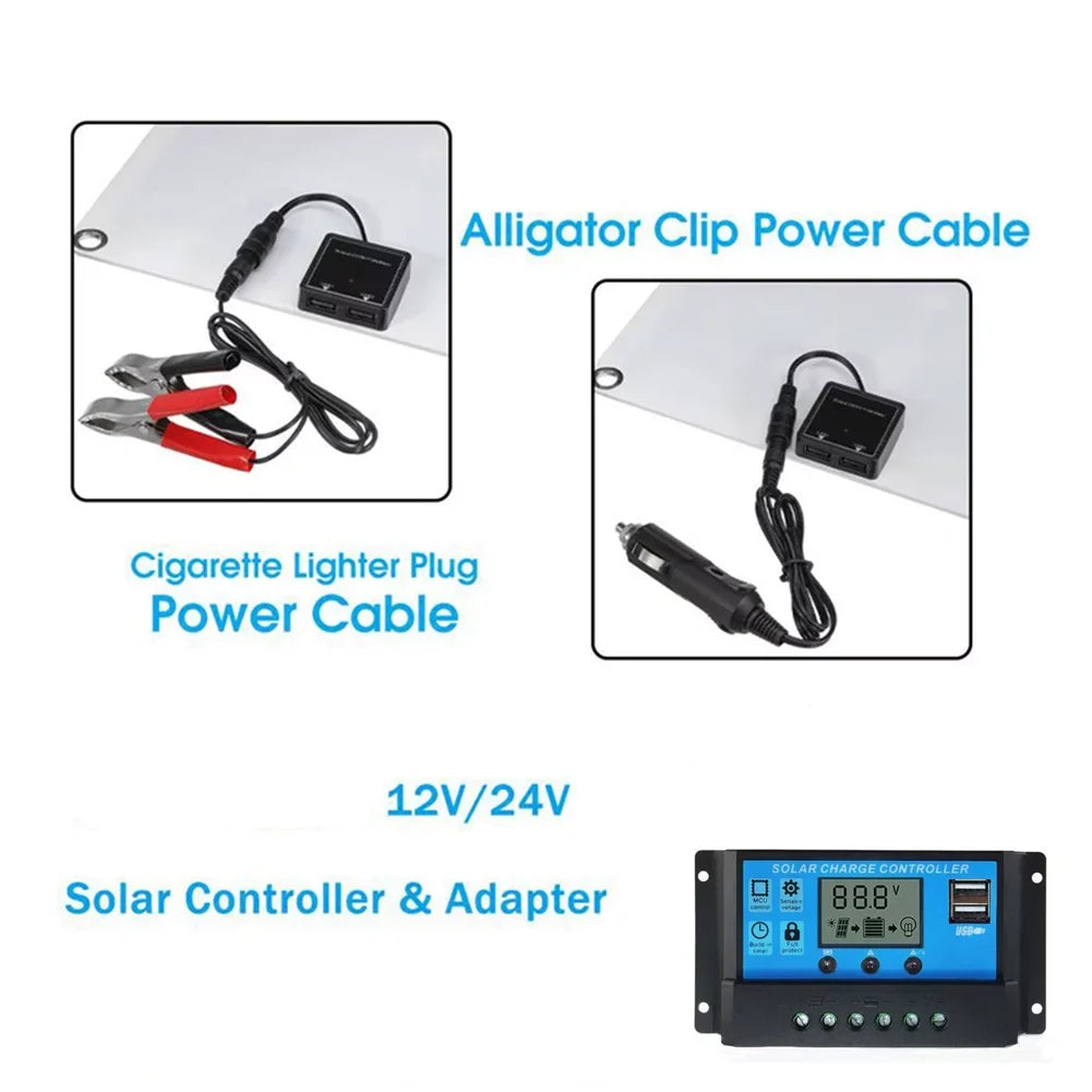 Plate for PWM Solar 18V Recharger, Waterproof Panel Controller, Monocrystalline Cellphone Nebublu with Kit Solar Marine RV 100A USB Dual 25W 12/24V Charging