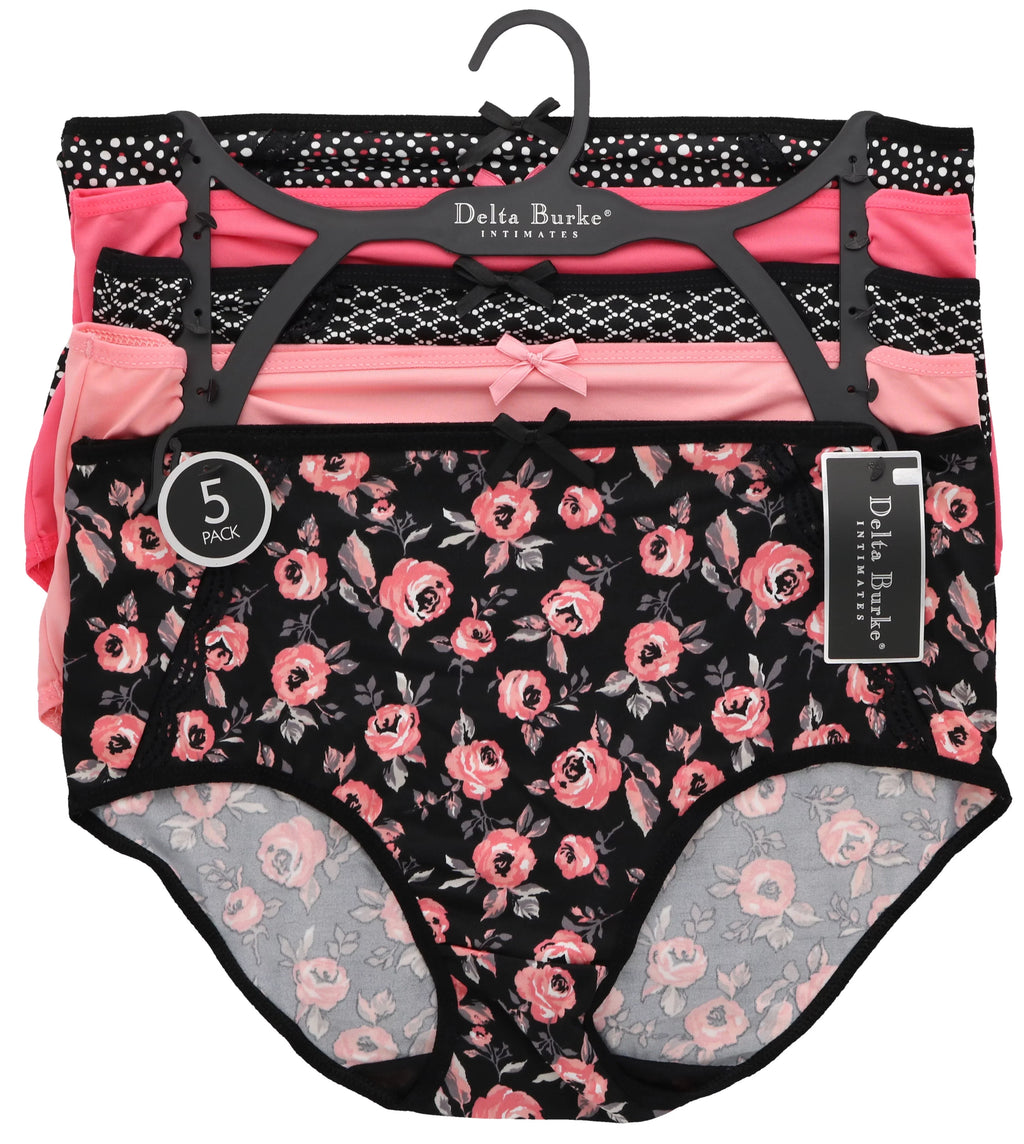 Panties Classic Hot Women's Florals) Black High Brief Size (X-Large, Sexy Delta Intimates Pink Rise Burke Plus (5Pr)