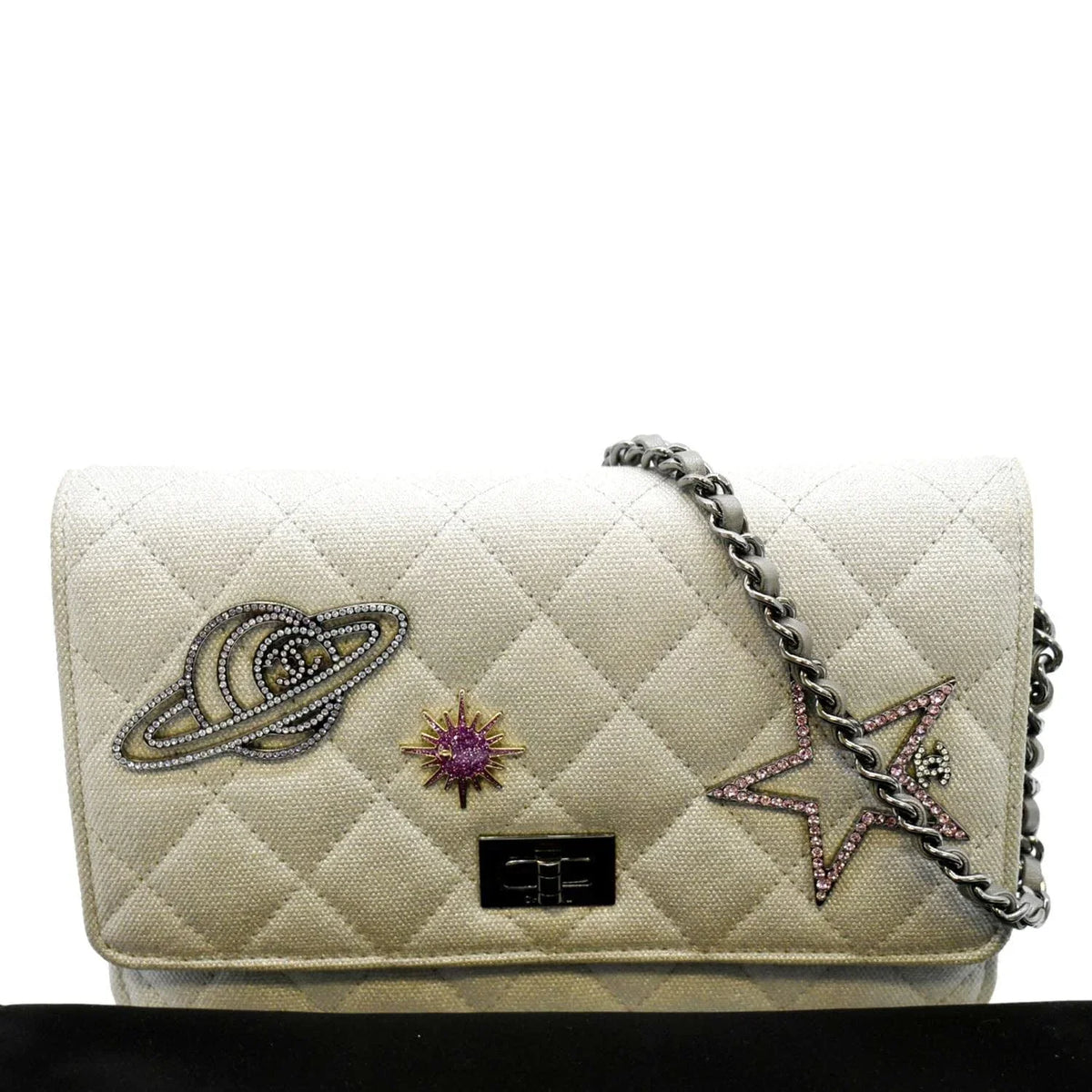 Light Canvas 2.55 CHANEL Grey Space Crossbody WOC Quilted Bag Reissue Pre-Owned Classic Charm
