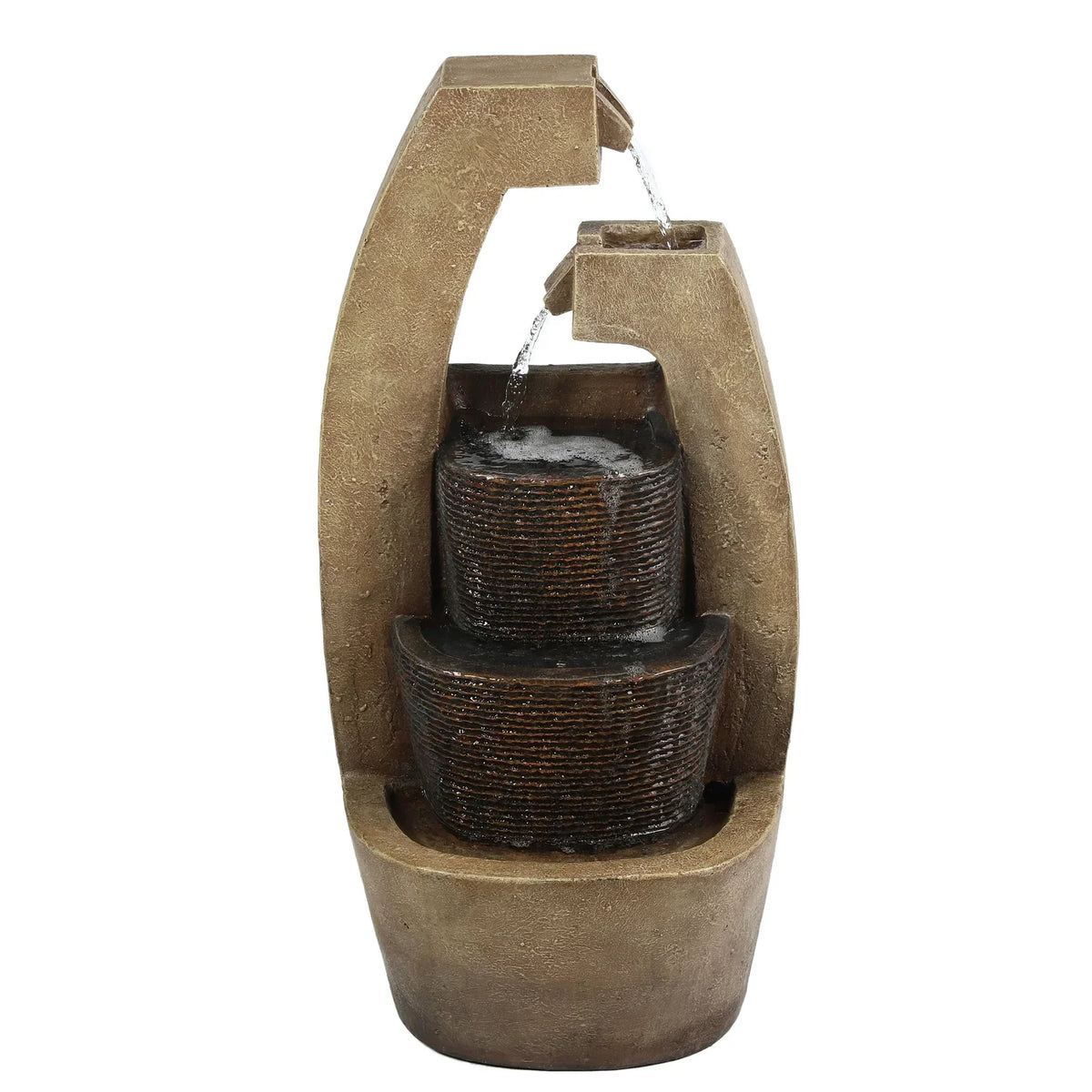 Country Brown Modern Light With Fountain Sculpture Cottage HomeStock Outdoor Cement Led