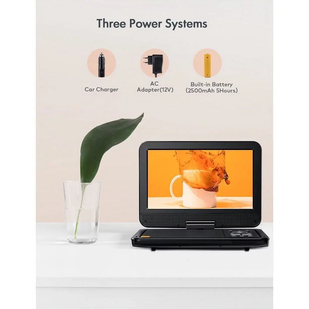 Hours Portable 9.5" Player Swivel with Yoton Kids and for HD 4-6 7.5" DVD Built-in Screen, Car, Battery