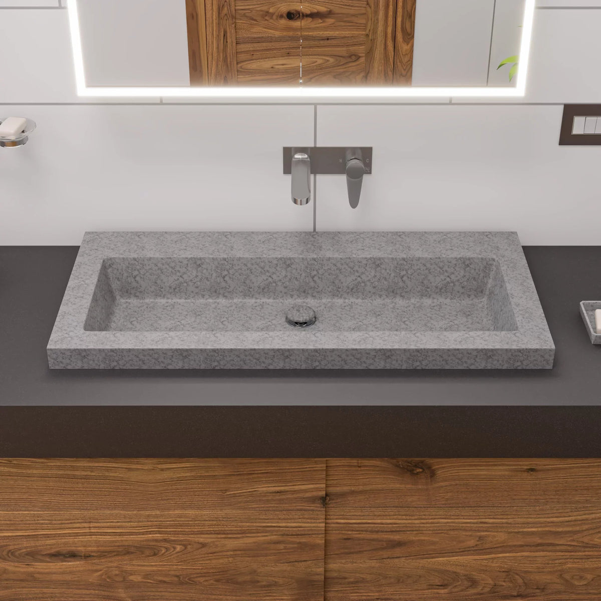 Trough for ABCO40TR Solid ALFI Sink Matte Concrete Bathroom the Gray 40" brand