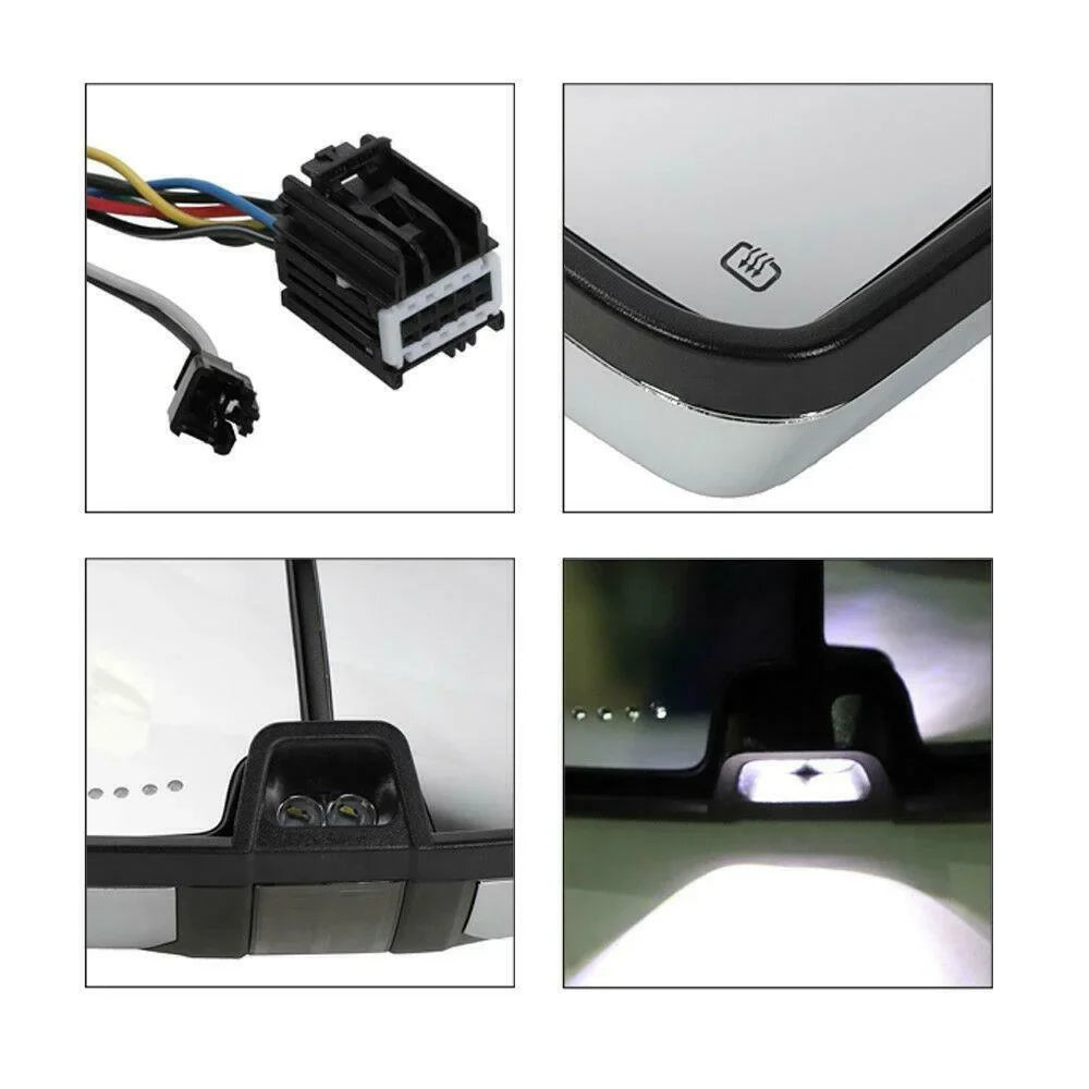 Towing Heated Lamp Signal&Backup Power Chevrolet For Led Mirrors Chrome Gmc