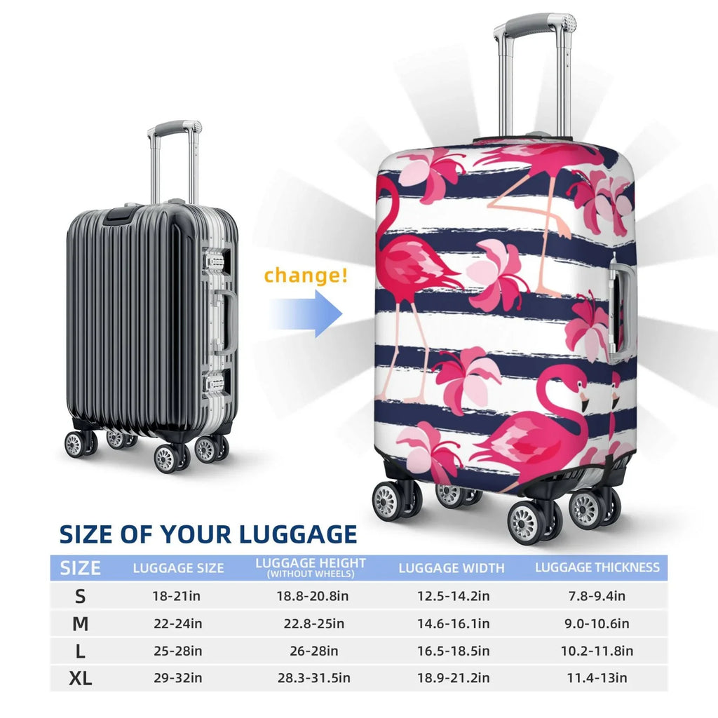 Cover Protector Travel Dark Dust-Proof Ocsxa And Stripes Print Cover Suitcase 18-32inch Blue For Flamingos Luggage Pink