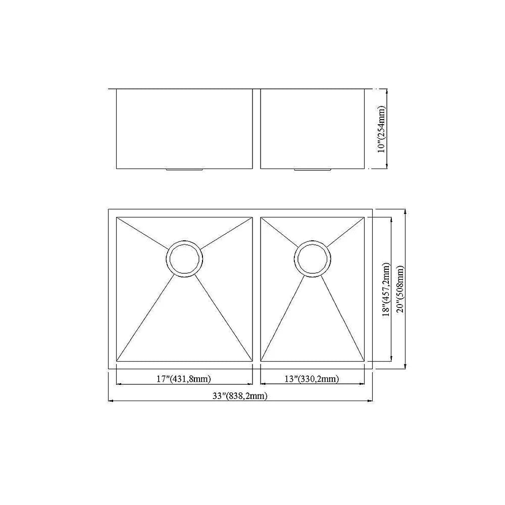 Sinks Undermount Dowell Kitchen 3320 Series-6002 Handcrafted