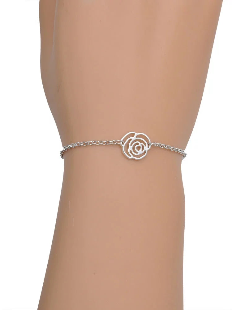 Bracelet, Jewelry Leaf Link Delight Silvertone Silver-tone Four Rose Green Chain Clover Extender 6.25"+1.75" Lucky Translucent