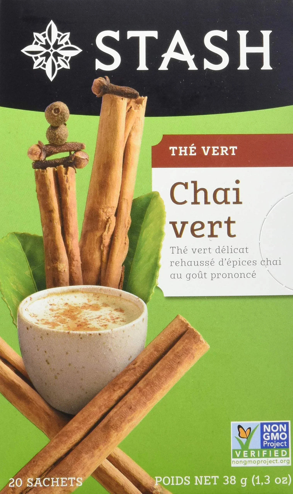 Stash 6) Tea - 20 120 Premium Artificial of - Non-GMO No Count Ingredients, with (Pack Total Chai Tea Green Caffeinated, Bags Tea Verified Project