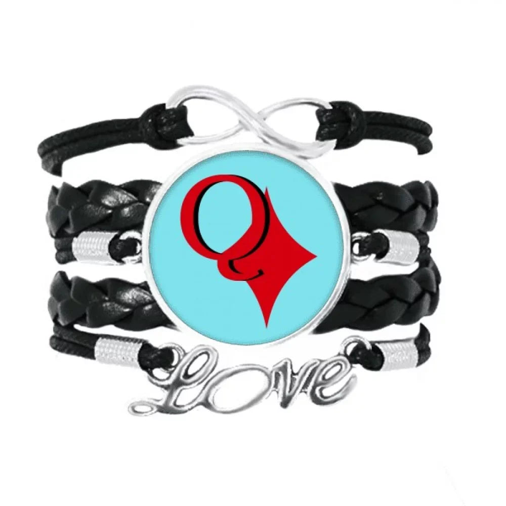 bracelet leather twisted accessory love q queen knitting wristband rope wealth poker