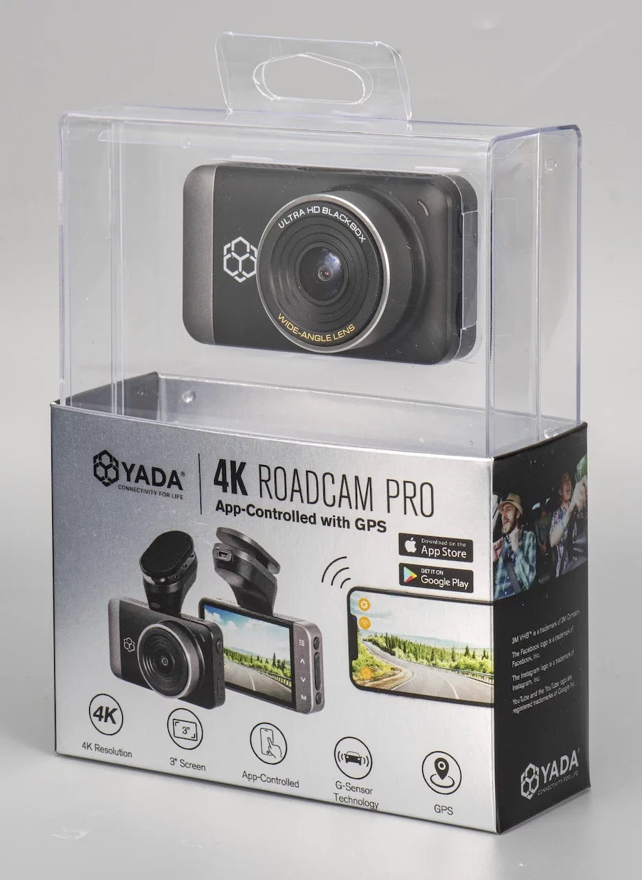 Screen, and Range Yada Record with App, 3" UHD Mode Dynamic Angle for Pro Resolution GPS Technology Park High Lense, 4K G-Sensor LCD Day/Night. Roadcam Wide 150 with Degree