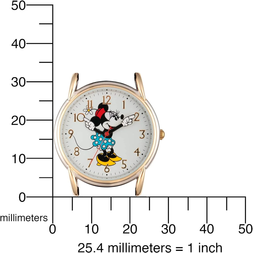 Alloy Brown Leather Strap, Disney Tone Watch, Mouse Cardiff Minnie Two W002770 Women's