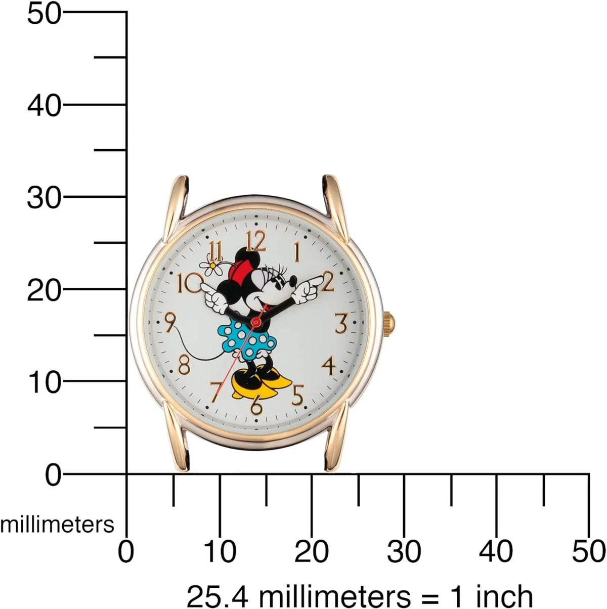 Alloy Brown Leather Strap, Disney Tone Watch, Mouse Cardiff Minnie Two W002770 Women's