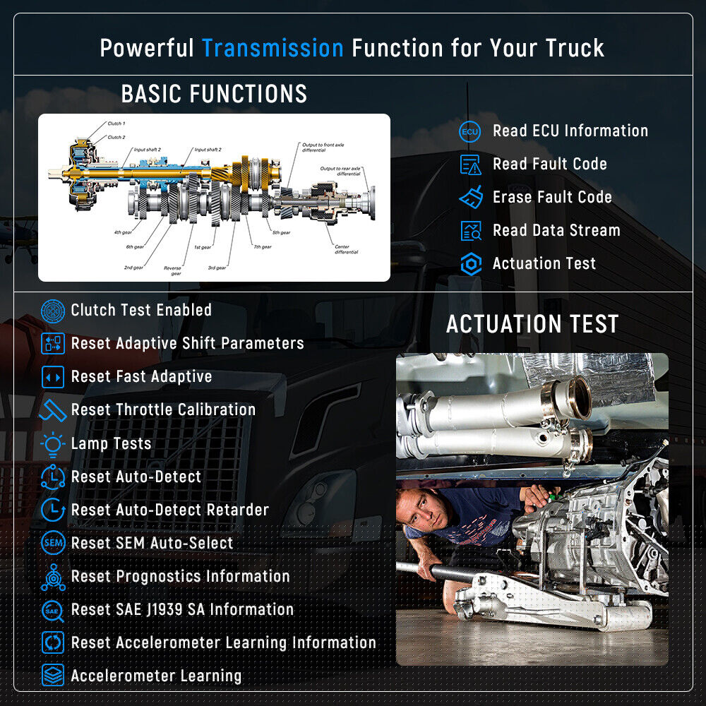 FCAR F507 Code Diesel Mack Truck Heavy Duty Tool Volvo ABS OBD2 Scanner Heavy Reader All fit Transmission Freightliner System All System for Scanner Scan